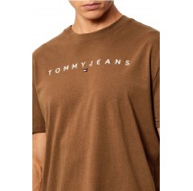 TOMMY JEANS REG LINEAR LOGO TEE EXT T-SHIRT ΜΠΛΟΥΖΑ ΑΝΔΡΙΚΗ BROWN