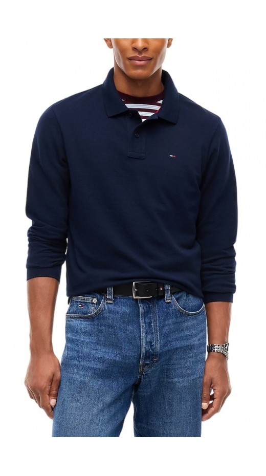 TOMMY JEANS REG ESS POLO T-SHIRT ΜΠΛΟΥΖΑ ΜΑΚΡΥΜΑΝΙΚΗ ΑΝΔΡΙΚΗ NAVY