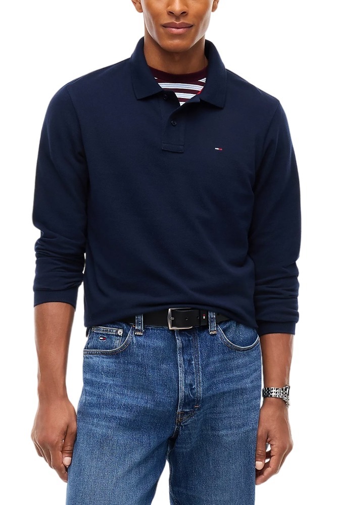 TOMMY JEANS REG ESS POLO T-SHIRT ΜΠΛΟΥΖΑ ΜΑΚΡΥΜΑΝΙΚΗ ΑΝΔΡΙΚΗ NAVY