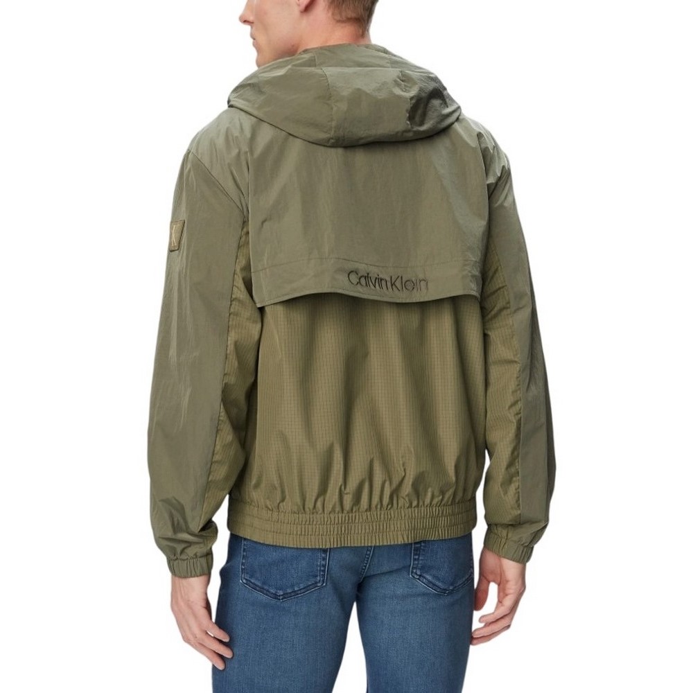 CALVIN KLEIN JEANS LTWT NYLON MIXED MEDIA WINDBR ΜΠΟΥΦΑΝ ΑΝΔΡΙΚΟ OLIVE