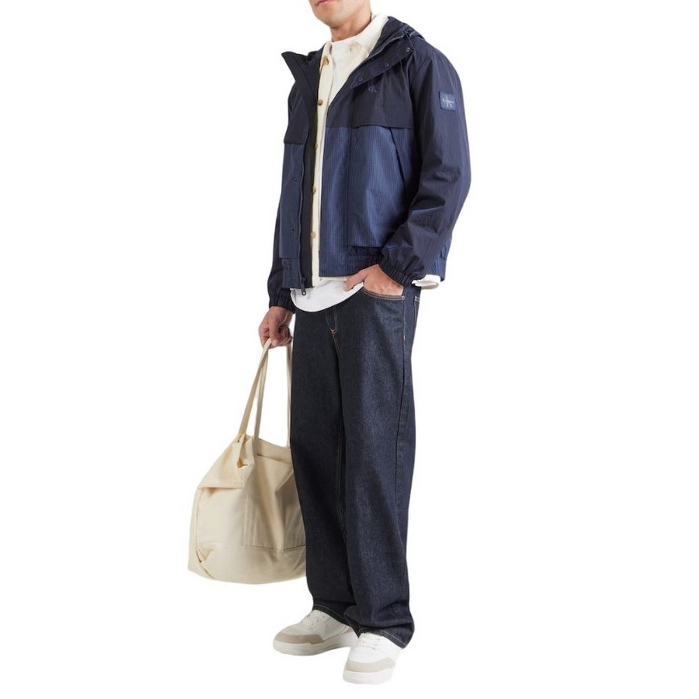 CALVIN KLEIN JEANS LTWT NYLON MIXED MEDIA WINDBR ΜΠΟΥΦΑΝ ΑΝΔΡΙΚΟ NAVY