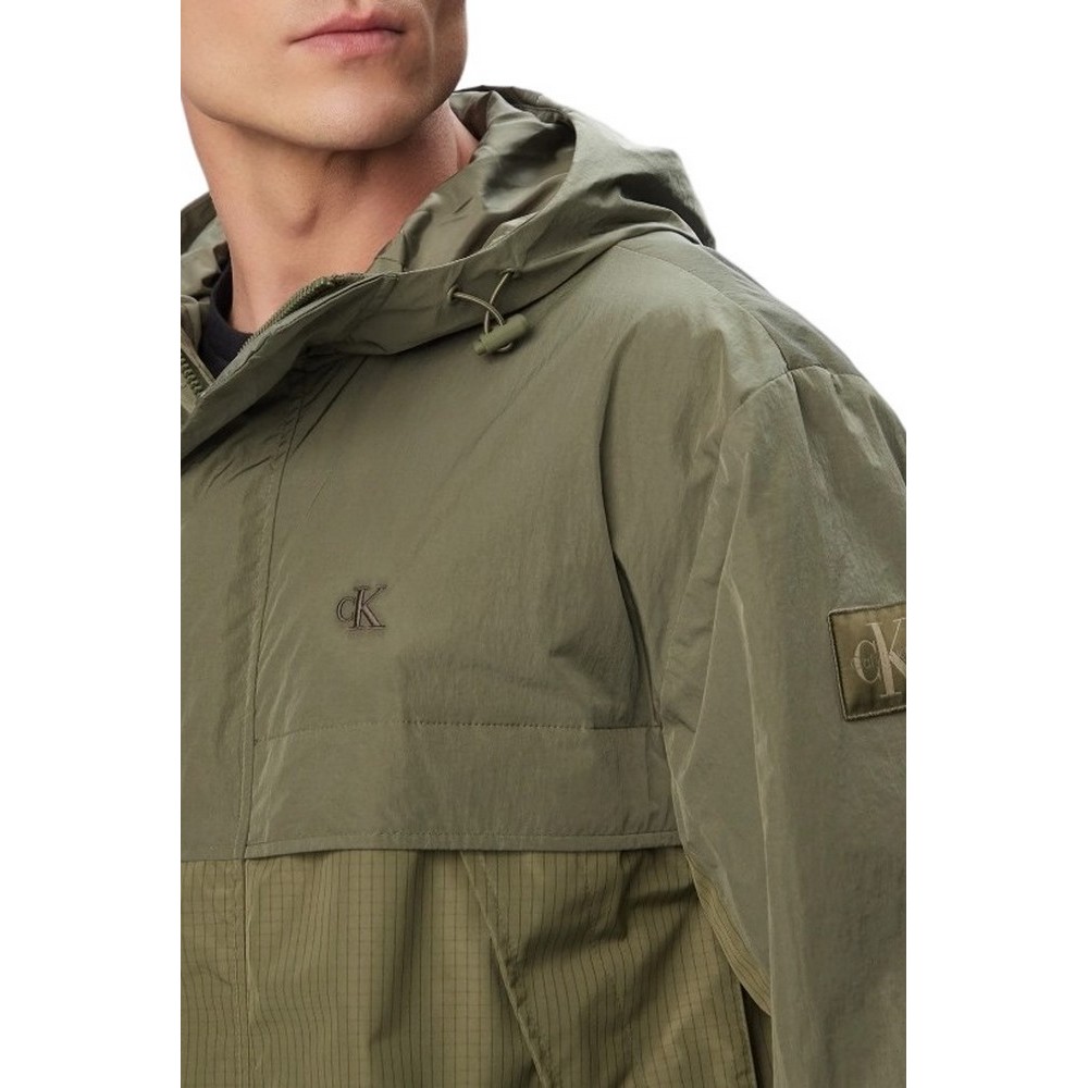CALVIN KLEIN JEANS LTWT NYLON MIXED MEDIA WINDBR ΜΠΟΥΦΑΝ ΑΝΔΡΙΚΟ OLIVE