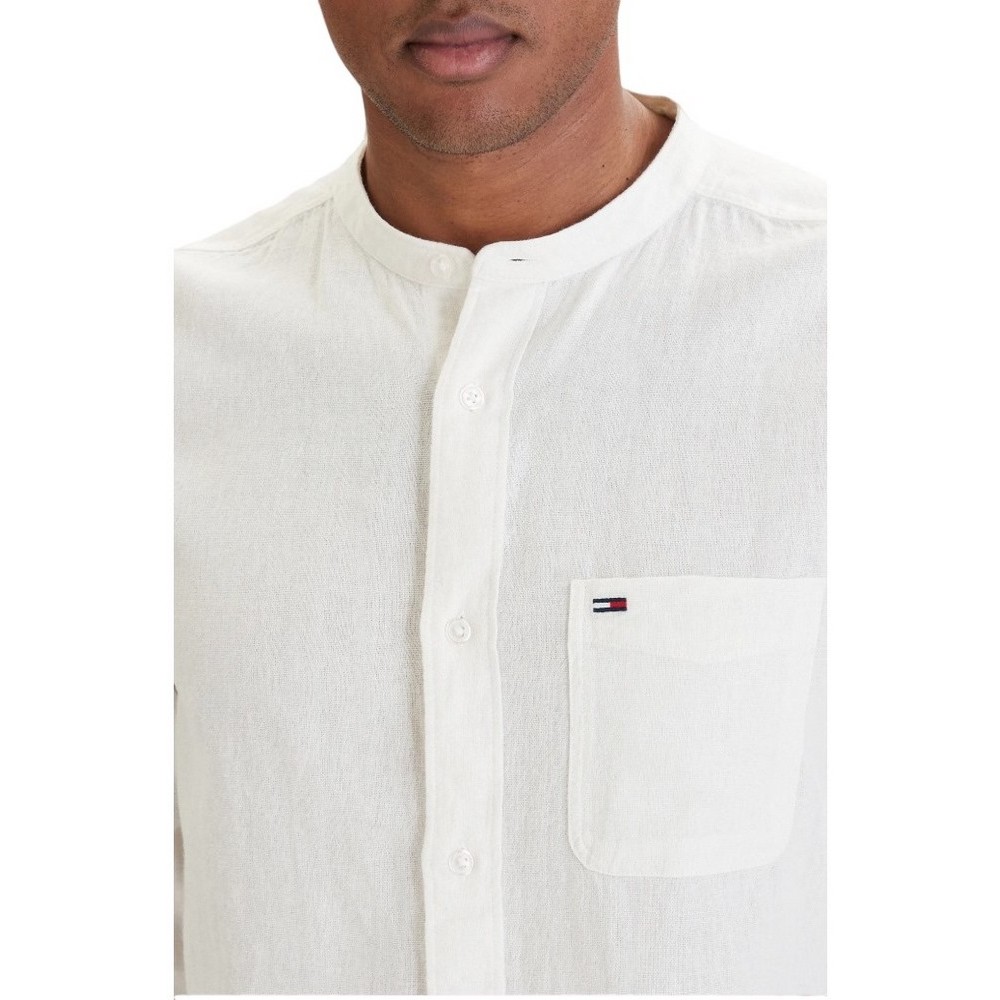 TOMMY JEANS REG LINEN MX BAND CLLR SHIRT ΠΟΥΚΑΜΙΣΟ ΑΝΔΡΙΚΟ ECRU