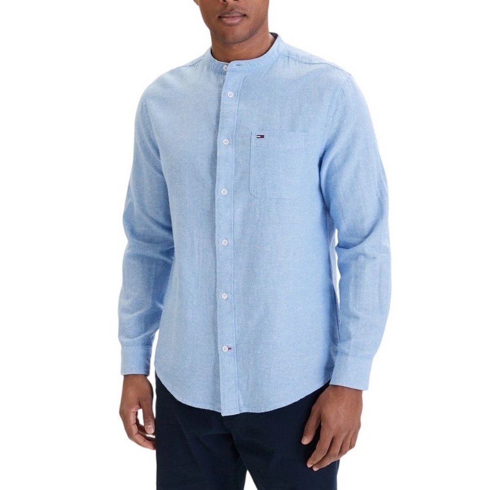 TOMMY JEANS REG LINEN MX BAND CLLR SHIRT ΠΟΥΚΑΜΙΣΟ ΑΝΔΡΙΚΟ CIEL
