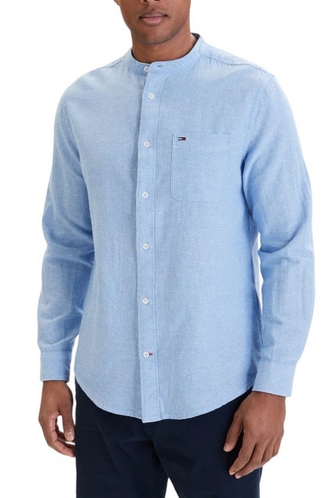 TOMMY JEANS REG LINEN MX BAND CLLR SHIRT ΠΟΥΚΑΜΙΣΟ ΑΝΔΡΙΚΟ CIEL