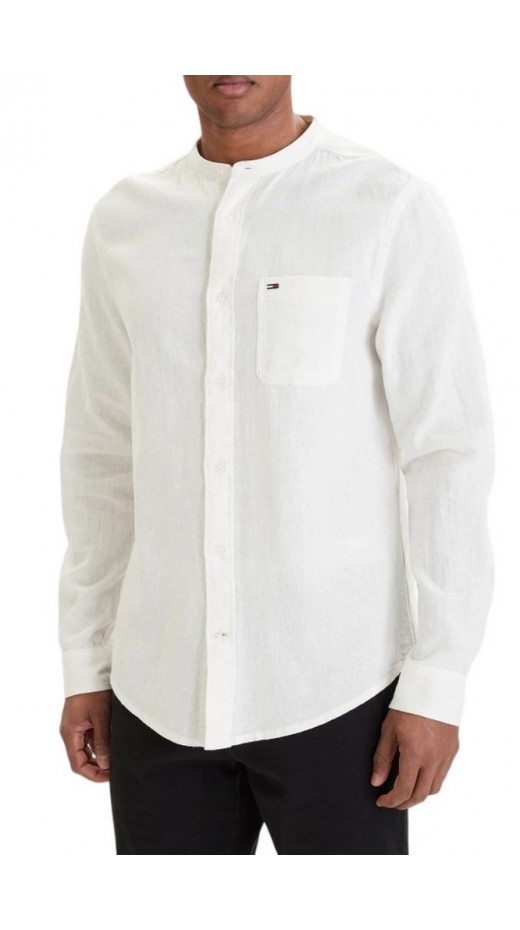 TOMMY JEANS REG LINEN MX BAND CLLR SHIRT ΠΟΥΚΑΜΙΣΟ ΑΝΔΡΙΚΟ ECRU