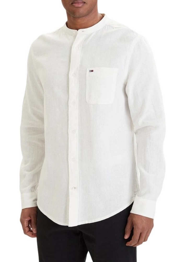 TOMMY JEANS REG LINEN MX BAND CLLR SHIRT ΠΟΥΚΑΜΙΣΟ ΑΝΔΡΙΚΟ ECRU