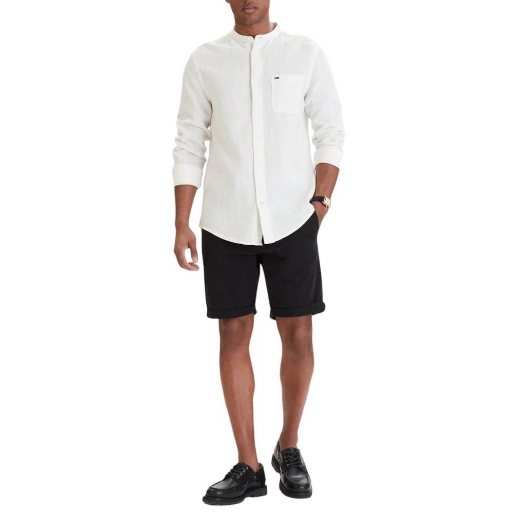 TOMMY JEANS REG LINEN MX BAND CLLR SHIRT ΠΟΥΚΑΜΙΣΟ ΑΝΔΡΙΚΟ ECRU