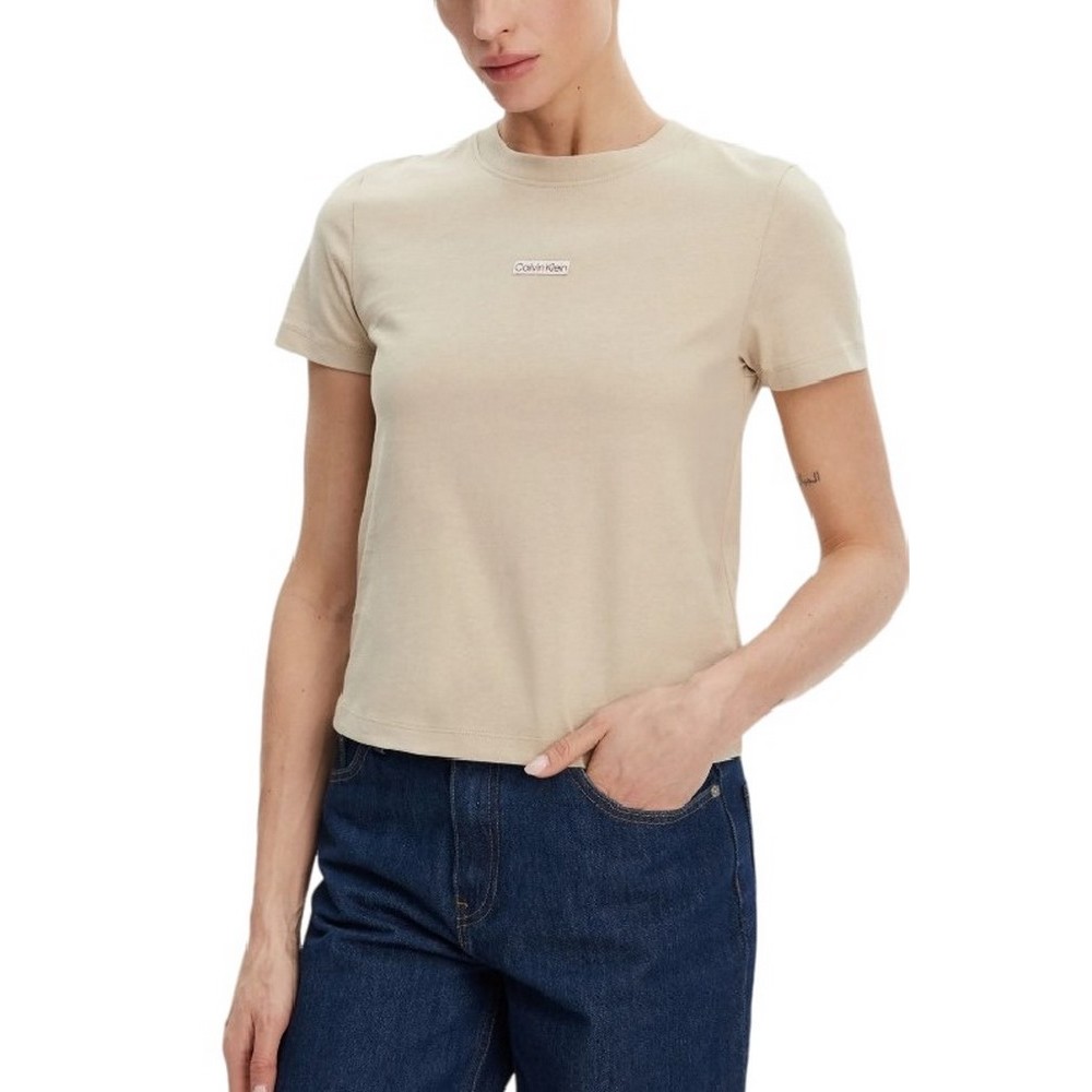 CALVIN KLEIN JEANS PLACED INSTITUTIONAL BABY TEE T-SHIRT ΜΠΛΟΥΖΑ ΓΥΝΑΙΚΕΙΑ BEIGE