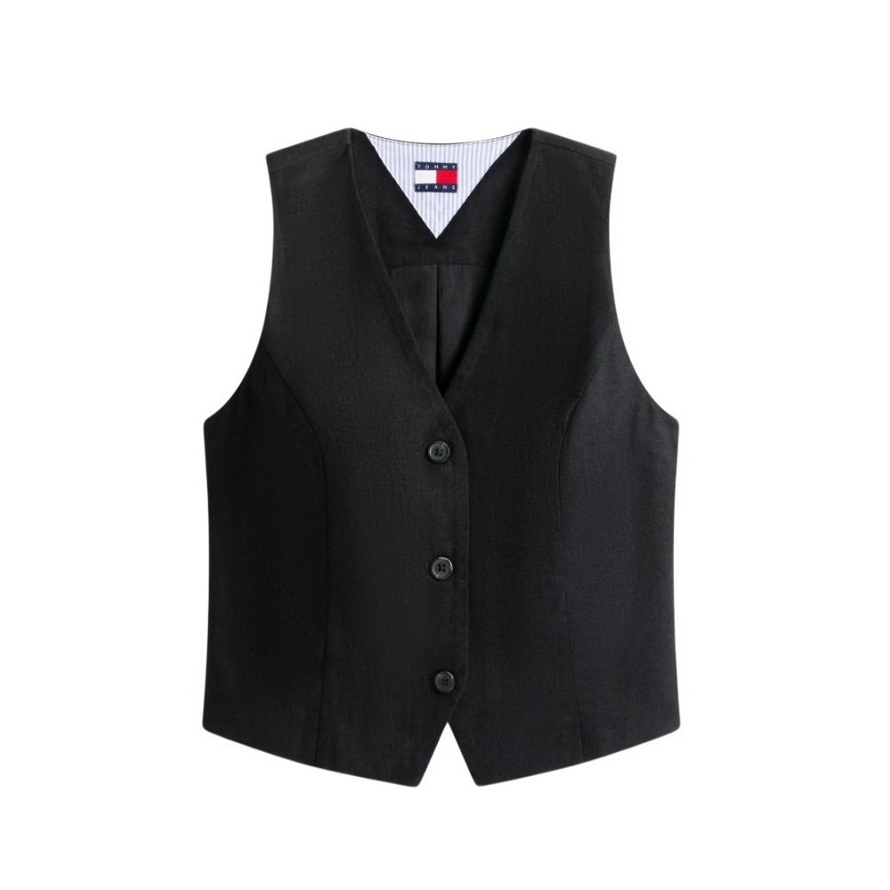 TOMMY JEANS LINEN WAISTCOAT ΓΙΛΕΚΟ ΓΥΝΑΙΚΕΙΟ BLACK