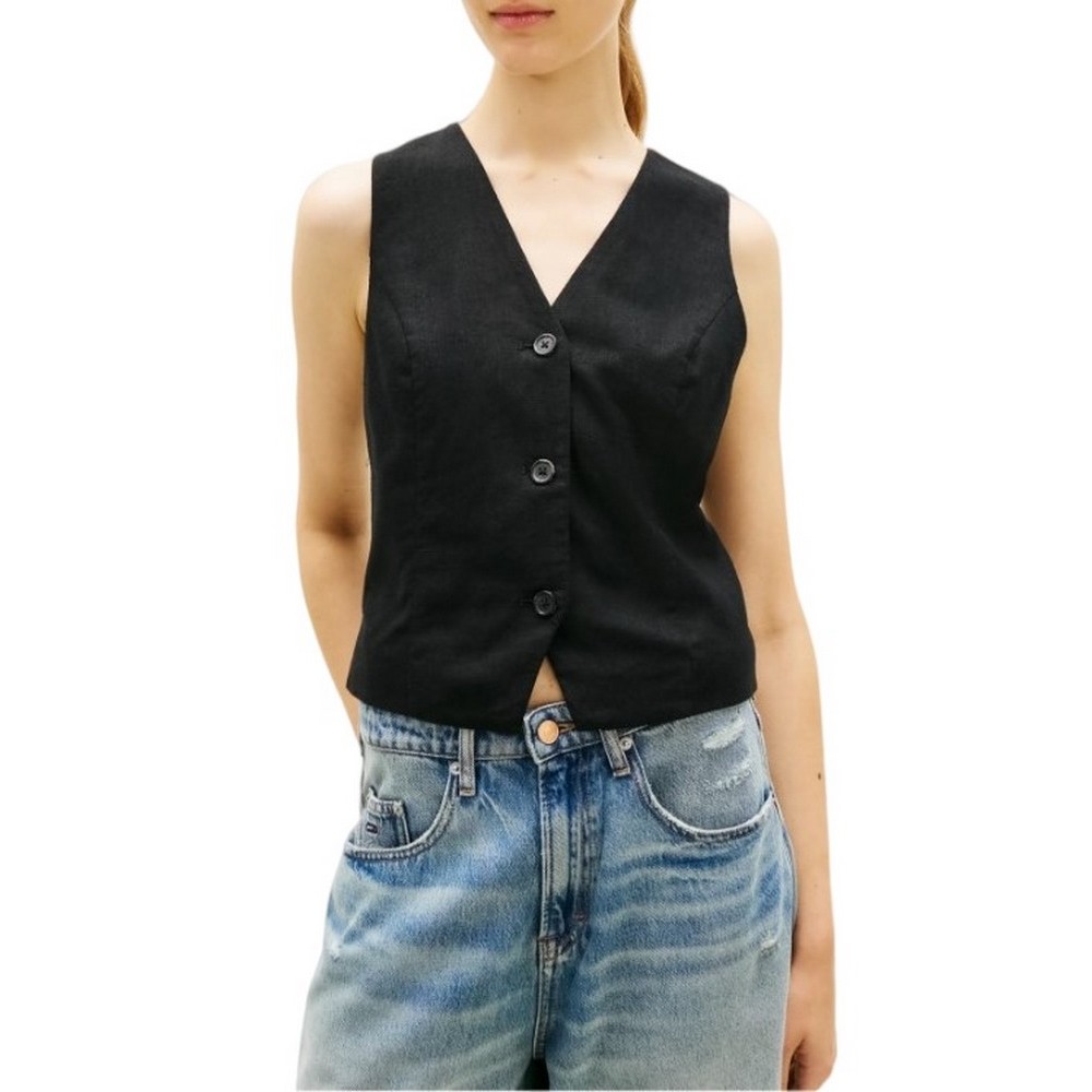 TOMMY JEANS LINEN WAISTCOAT ΓΙΛΕΚΟ ΓΥΝΑΙΚΕΙΟ BLACK