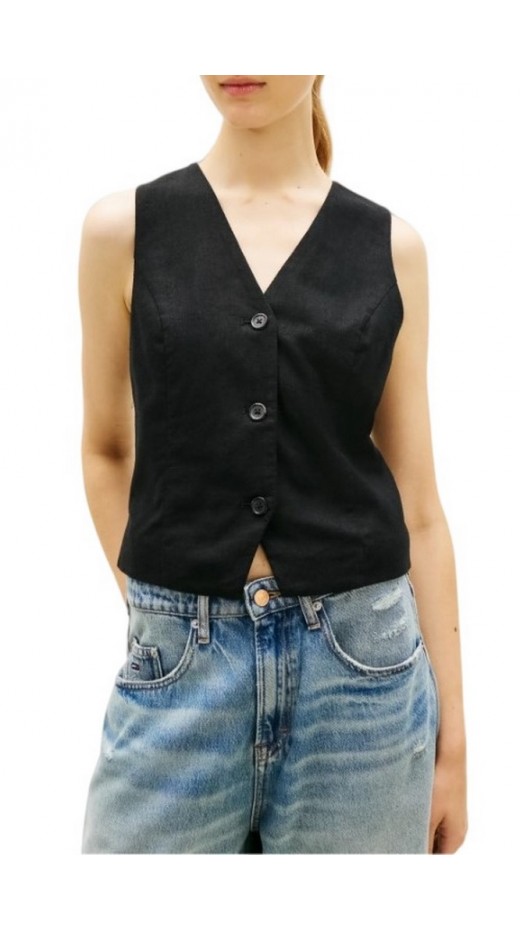 TOMMY JEANS LINEN WAISTCOAT ΓΙΛΕΚΟ ΓΥΝΑΙΚΕΙΟ BLACK