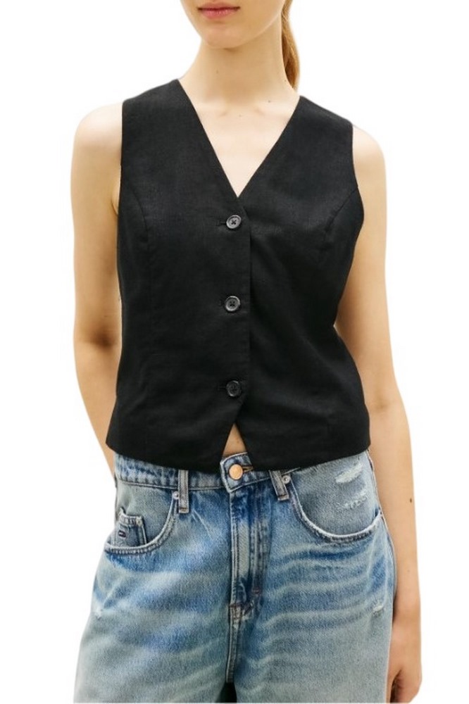 TOMMY JEANS LINEN WAISTCOAT ΓΙΛΕΚΟ ΓΥΝΑΙΚΕΙΟ BLACK