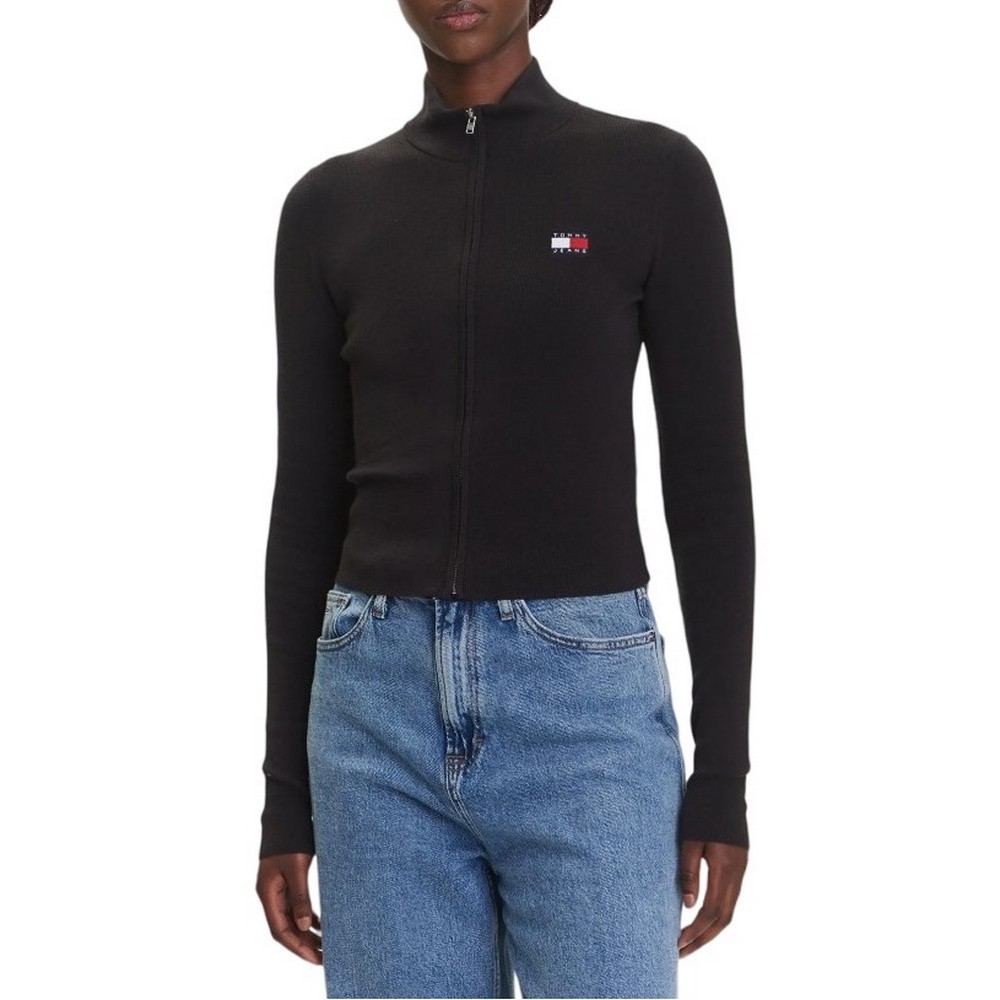 TOMMY JEANS ZIP HIGH NECK CARDIGAN EXT ΖΑΚΕΤΑ ΓΥΝΑΙΚΕΙΑ BLACK