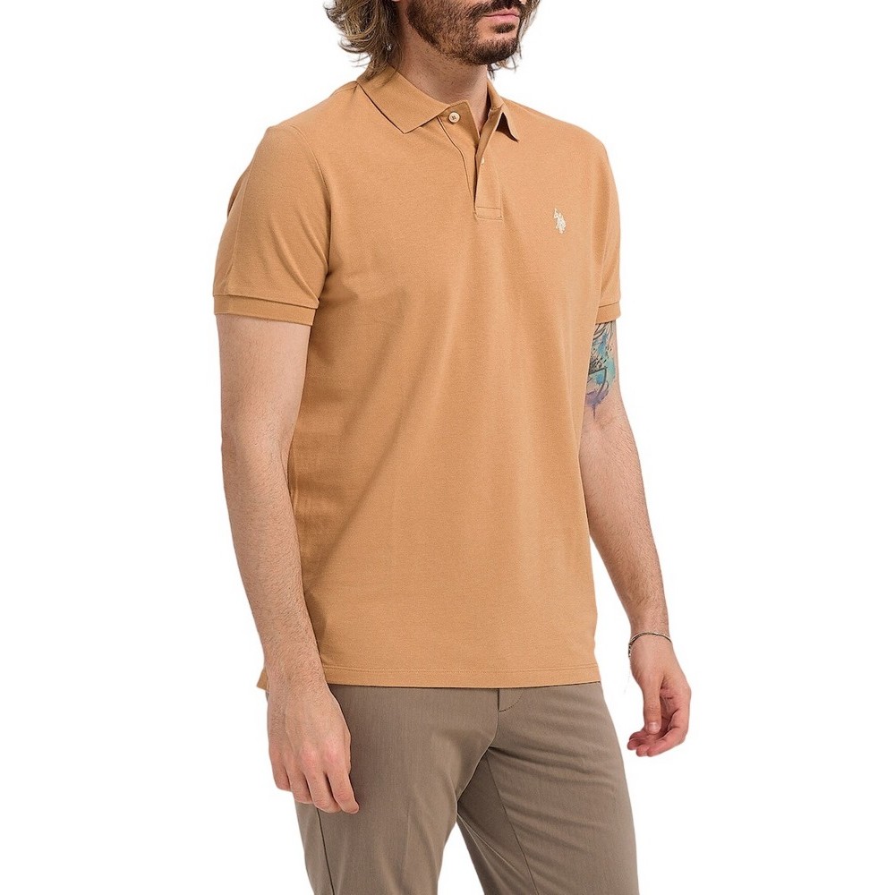 U.S POLO ASSN KING 000147 EHPD USPA BASIC POLO T-SHIRT ΜΠΛΟΥΖΑ ΑΝΔΡΙΚΗ TAN