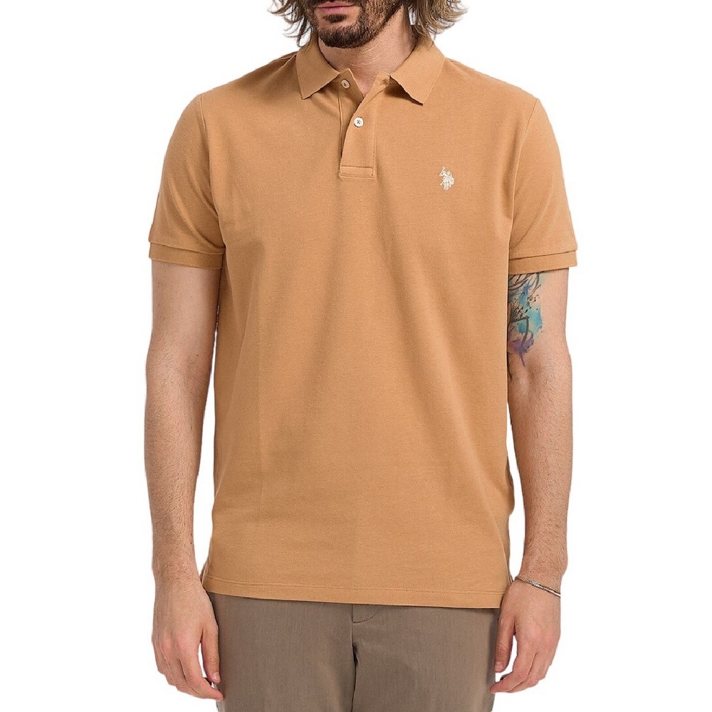 U.S POLO ASSN KING 000147 EHPD USPA BASIC POLO T-SHIRT ΜΠΛΟΥΖΑ ΑΝΔΡΙΚΗ TAN
