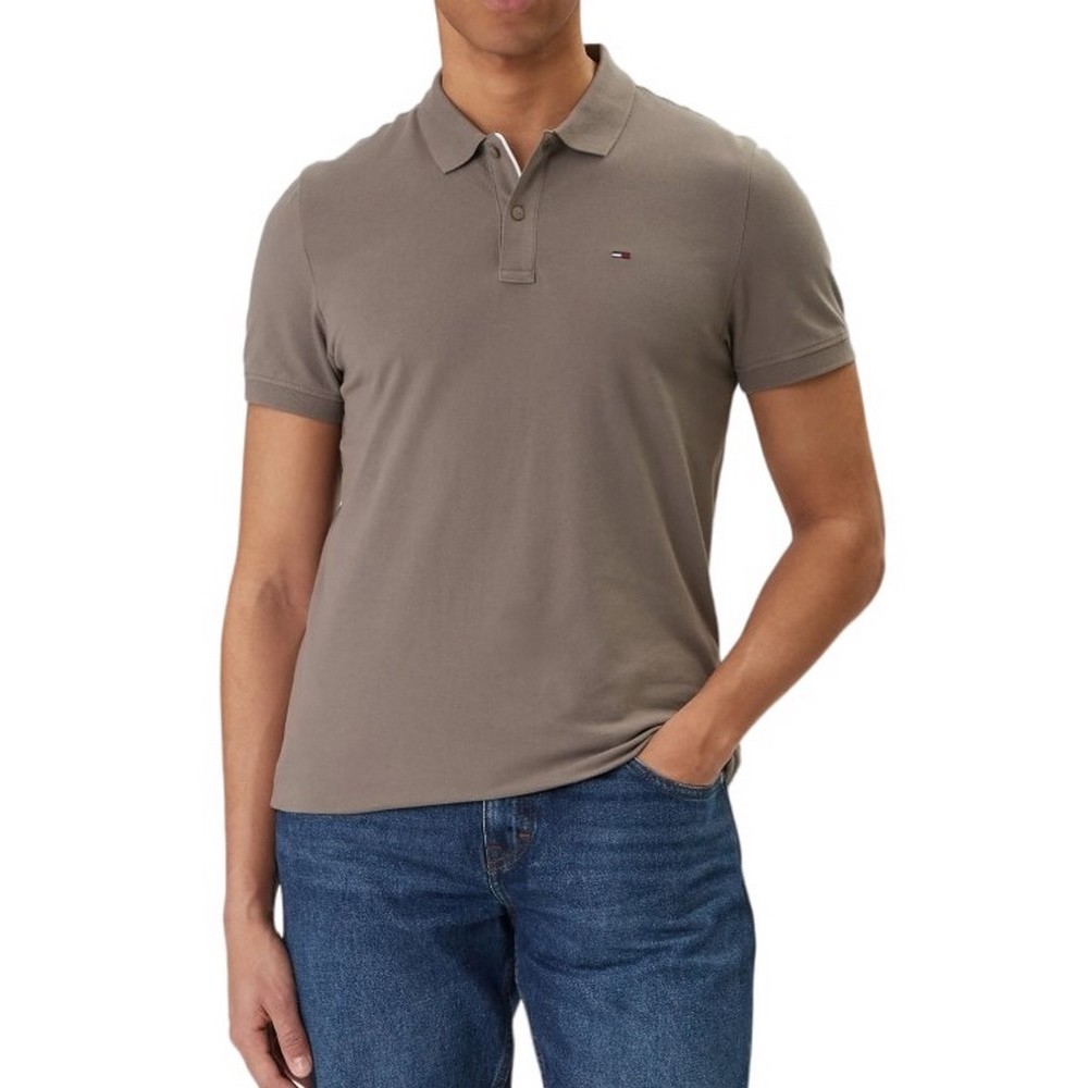 TOMMY JEANS SLIM PLACKET POLO EXT T-SHIRT ΜΠΛΟΥΖΑ ΑΝΔΡΙΚΗ GREY