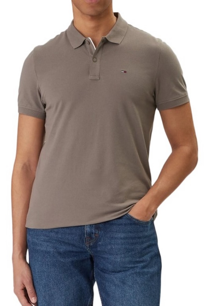 TOMMY JEANS SLIM PLACKET POLO EXT T-SHIRT ΜΠΛΟΥΖΑ ΑΝΔΡΙΚΗ GREY
