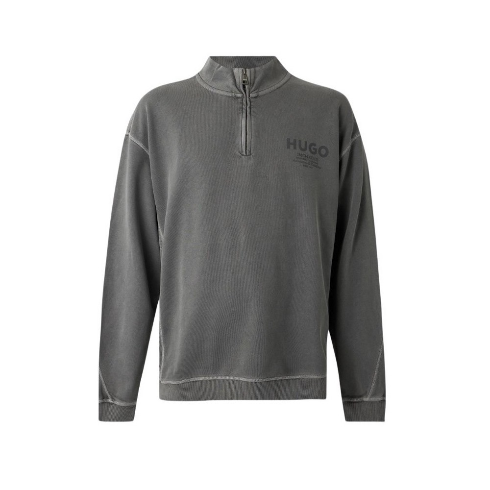 HUGO BOSS NEVEZIP JERSEY SWEATSHIRT ΜΠΛΟΥΖΑ ΦΟΥΤΕΡ ΑΝΔΡΙΚΗ GREY