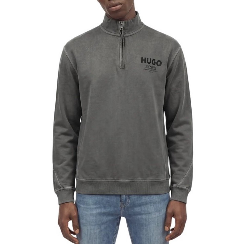 HUGO BOSS NEVEZIP JERSEY SWEATSHIRT ΜΠΛΟΥΖΑ ΦΟΥΤΕΡ ΑΝΔΡΙΚΗ GREY