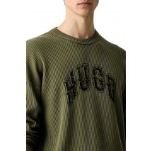 HUGO BOSS SHOWDY SWEATER ΜΠΛΟΥΖΑ ΠΛΕΚΤΗ ΑΝΔΡΙΚΗ MILITARY GREEN