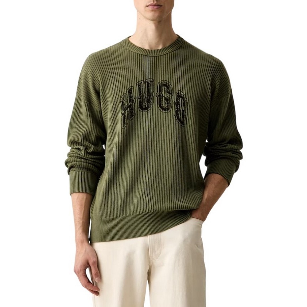 HUGO BOSS SHOWDY SWEATER ΜΠΛΟΥΖΑ ΠΛΕΚΤΗ ΑΝΔΡΙΚΗ MILITARY GREEN