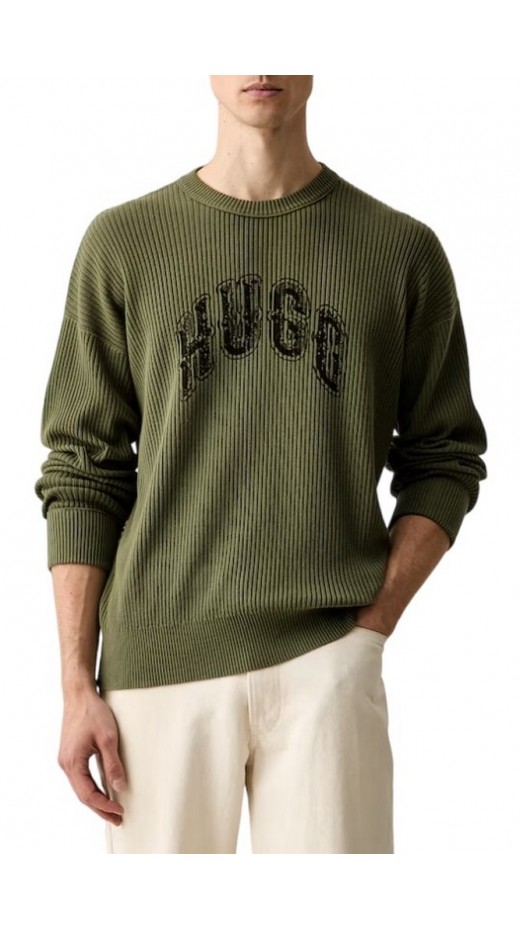 HUGO BOSS SHOWDY SWEATER ΜΠΛΟΥΖΑ ΠΛΕΚΤΗ ΑΝΔΡΙΚΗ MILITARY GREEN