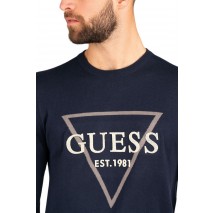 GUESS FABIAN VN LOGO SWTR ΜΠΛΟΥΖΑ ΠΛΕΚΤΗ ΑΝΔΡΙΚΗ NAVY