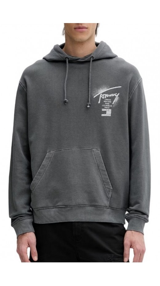 TOMMY JEANS RLX NEON WSHD SIGN HD EXT ΦΟΥΤΕΡ ΜΠΛΟΥΖΑ ΑΝΔΡΙΚΗ GREY