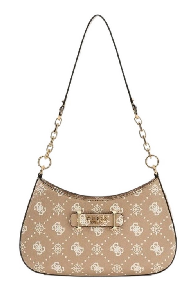 GUESS CARRIE LOGO TOP ZIP SHLDR BAG ΤΣΑΝΤΑ ΓΥΝΑΙΚΕΙΑ BEIGE