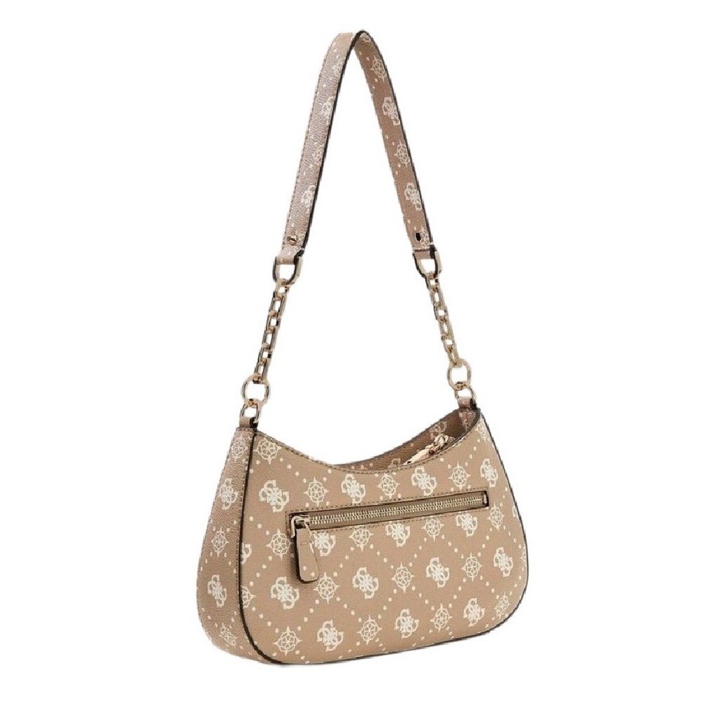 GUESS CARRIE LOGO TOP ZIP SHLDR BAG ΤΣΑΝΤΑ ΓΥΝΑΙΚΕΙΑ BEIGE