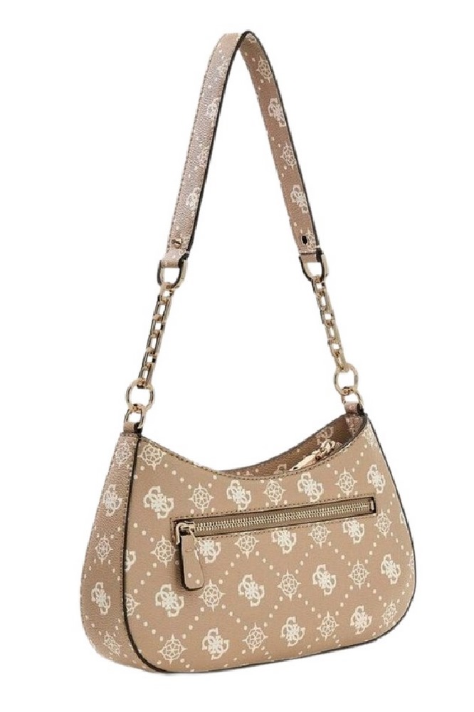 GUESS CARRIE LOGO TOP ZIP SHLDR BAG ΤΣΑΝΤΑ ΓΥΝΑΙΚΕΙΑ BEIGE