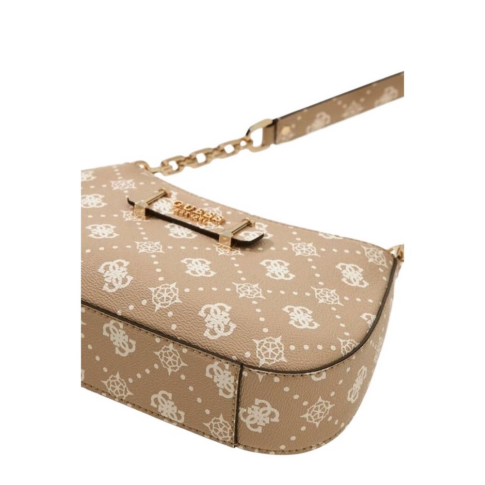 GUESS CARRIE LOGO TOP ZIP SHLDR BAG ΤΣΑΝΤΑ ΓΥΝΑΙΚΕΙΑ BEIGE