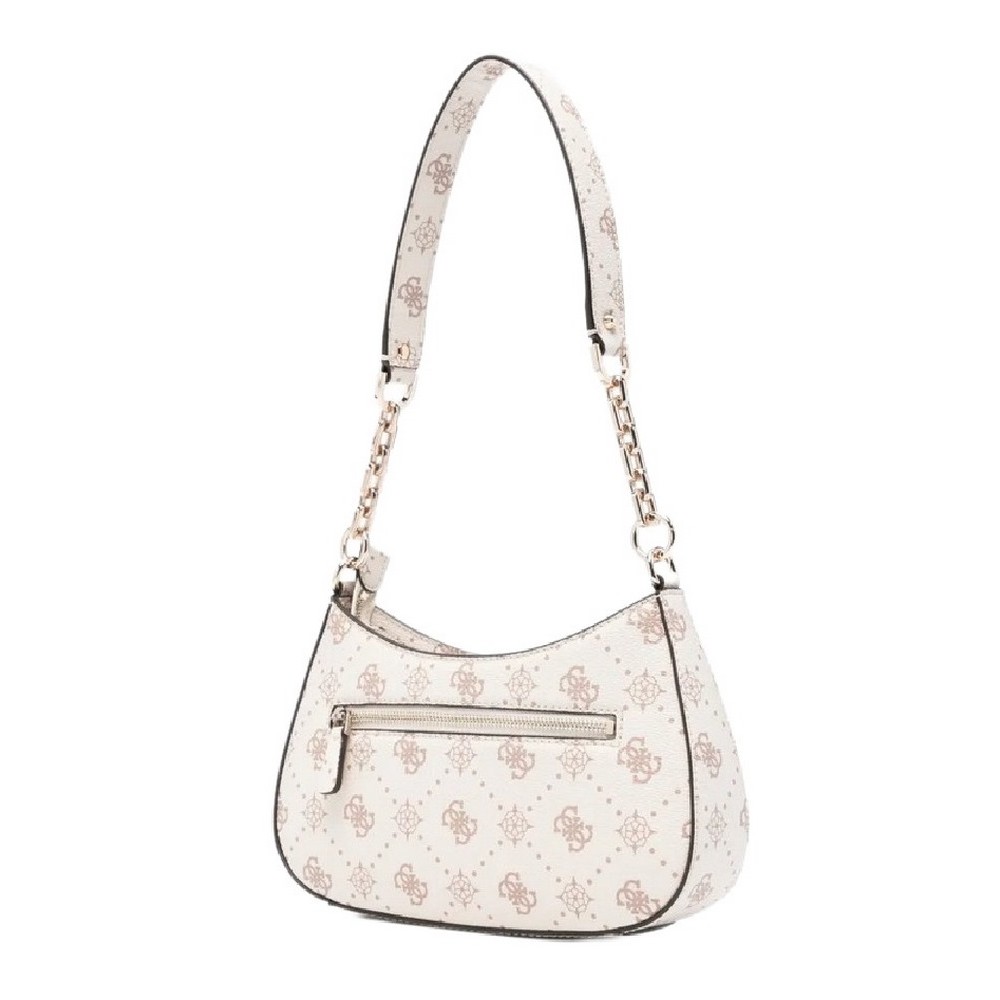 GUESS CARRIE LOGO TOP ZIP SHLDR BAG ΤΣΑΝΤΑ ΓΥΝΑΙΚΕΙΑ VANILLA