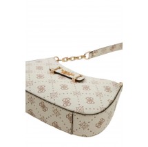 GUESS CARRIE LOGO TOP ZIP SHLDR BAG ΤΣΑΝΤΑ ΓΥΝΑΙΚΕΙΑ VANILLA