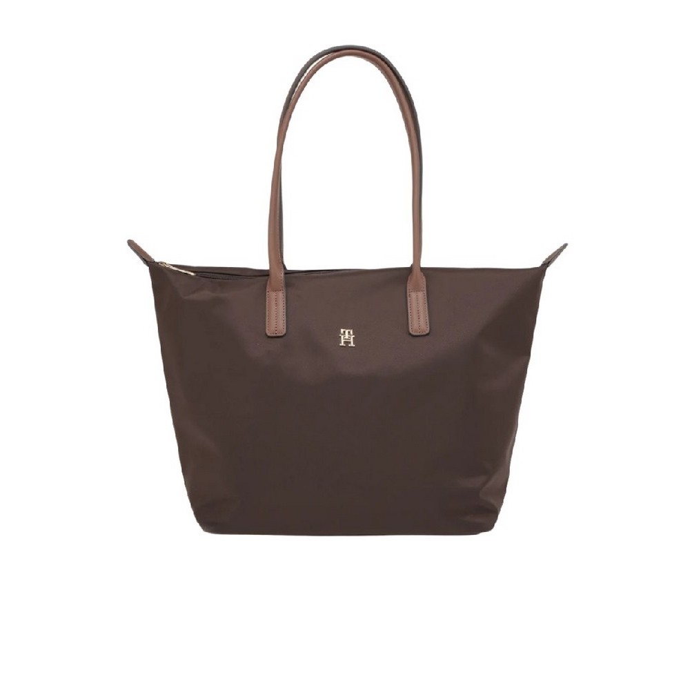 TOMMY HILFIGER POPETTE TOTE ΤΣΑΝΤΑ ΓΥΝΑΙΚΕΙΑ BROWN