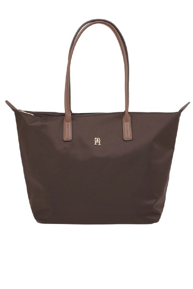 TOMMY HILFIGER POPETTE TOTE ΤΣΑΝΤΑ ΓΥΝΑΙΚΕΙΑ BROWN