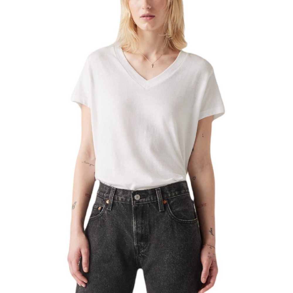 LEVIS BOXY VNECK TEE A87740001 T-SHIRT ΜΠΛΟΥΖΑ ΓΥΝΑΙΚΕΙΑ WHITE