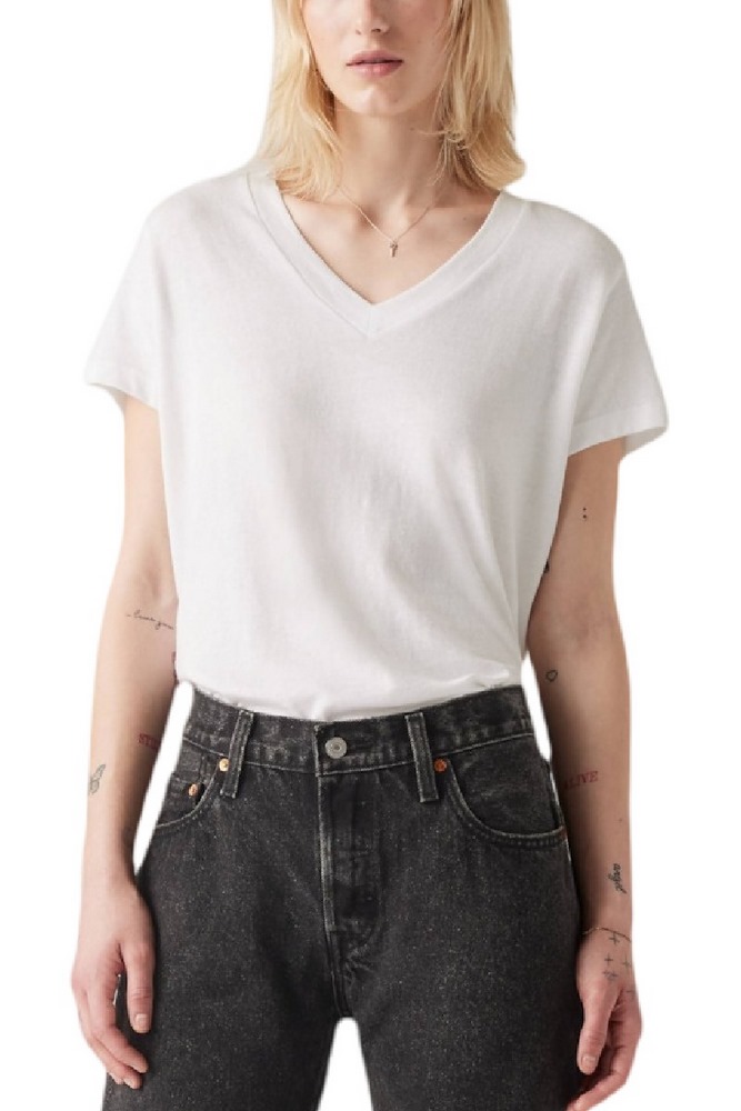 LEVIS BOXY VNECK TEE A87740001 T-SHIRT ΜΠΛΟΥΖΑ ΓΥΝΑΙΚΕΙΑ WHITE