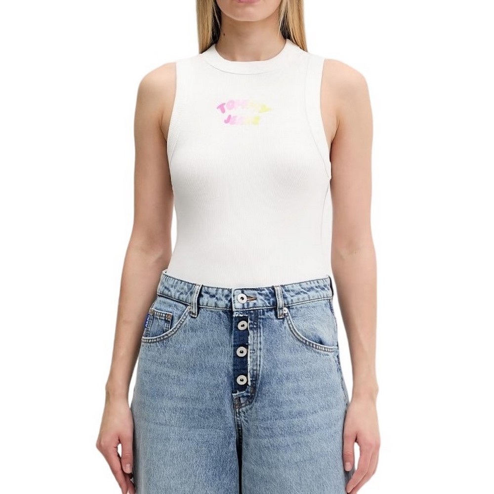TOMMY JEANS SLIM SH TJ BUBBLE TANK ΤΟΠ ΓΥΝΑΙΚΕΙΟ ECRU