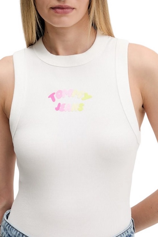 TOMMY JEANS SLIM SH TJ BUBBLE TANK ΤΟΠ ΓΥΝΑΙΚΕΙΟ ECRU