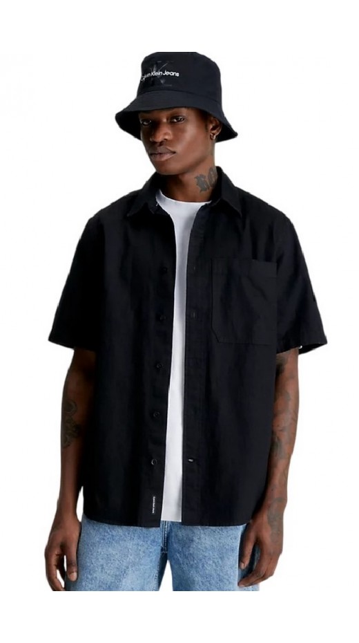 CALVIN KLEIN JEANS LINEN SS SHIRT ΠΟΥΚΑΜΙΣΟ ΑΝΔΡΙΚΟ BLACK