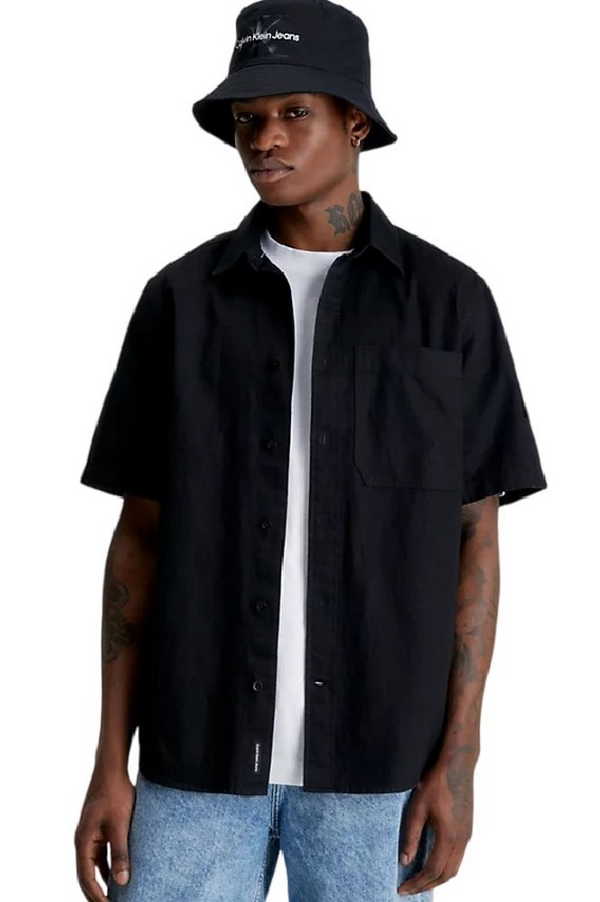 CALVIN KLEIN JEANS LINEN SS SHIRT ΠΟΥΚΑΜΙΣΟ ΑΝΔΡΙΚΟ BLACK