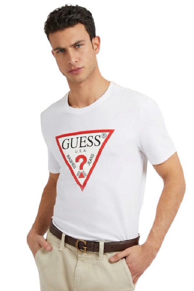 GUESS CN SS ORIGINAL LOGO TEE T-SHIRT ΑΝΔΡΙΚΟ WHITE