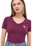 GUESS SS VN MINI TRIANGLE TEE T-SHIRT ΜΠΛΟΥΖΑ ΓΥΝΑΙΚΕΙΑ MERLOT