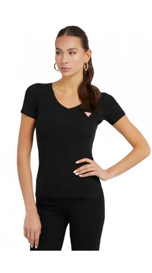 GUESS SS VN MINI TRIANGLE TEE T-SHIRT ΓΥΝΑΙΚΕΙΟ BLACK