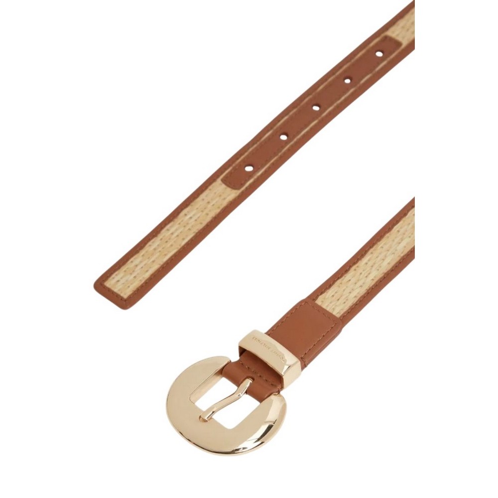 TOMMY HILFIGER OVAL 2.5 RAFFIA ΖΩΝΗ ΓΥΝΑΙΚΕΙΑ COGNAC