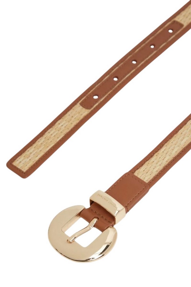 TOMMY HILFIGER OVAL 2.5 RAFFIA ΖΩΝΗ ΓΥΝΑΙΚΕΙΑ COGNAC