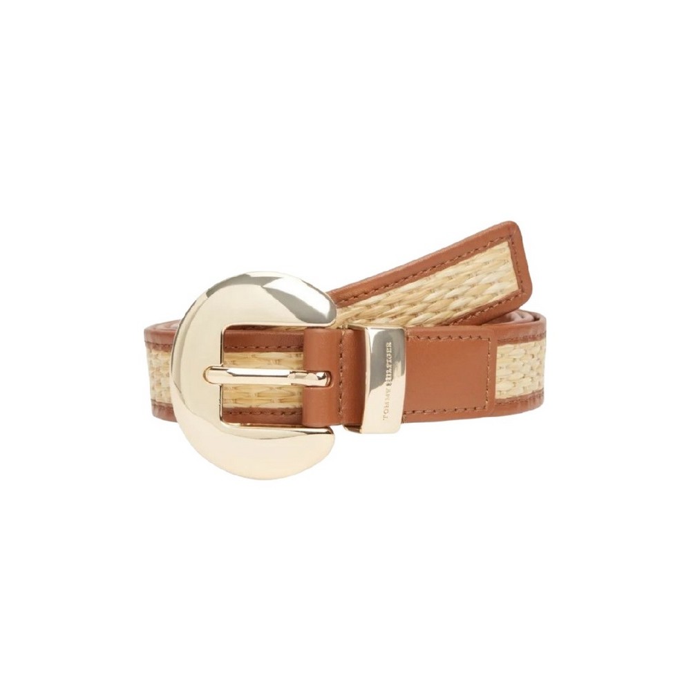 TOMMY HILFIGER OVAL 2.5 RAFFIA ΖΩΝΗ ΓΥΝΑΙΚΕΙΑ COGNAC