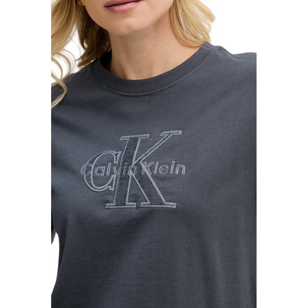 CALVIN KLEIN JEANS BABY TERRY HERO MONOLOGO T-SHIRT ΜΠΛΟΥΖΑ ΓΥΝΑΙΚΕΙΑ DARK GREY